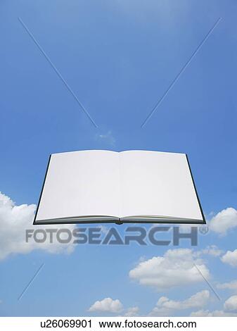Stock Image - Blank book in the sky. Fotosearch