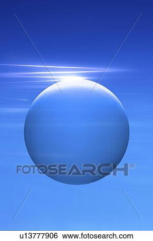 Stock Photograph - Blue ball, computer graphic, blue background. Fotosearch