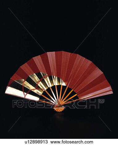 Brown and gold Japanese fan View Large Photo Image Stock Image - Brown and gold Japanese fan. Fotosearch