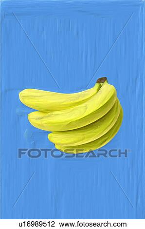 Bunch of bananas, blue background View Large Photo Image Stock Image - Bunch of bananas, blue background. Fotosearch