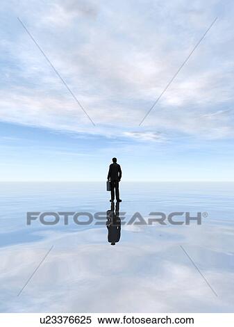 Stock Photography - Businessman standing on water. Fotosearch