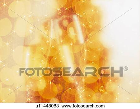 Champagne glasses against Christmas lights View Large Photo Image Stock Image - Champagne glasses against Christmas lights. Fotosearch