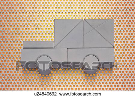 Stock Image - Children's playing blocks made into the shape of a car. Fotosearch
