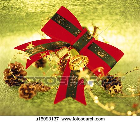 Stock Photo - Christmas bow with decorative pine cones. Fotosearch