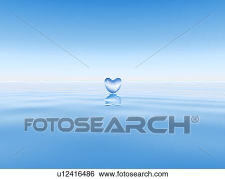 Stock Photograph - Clear heart shape on water. Fotosearch
