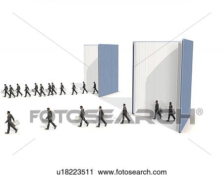 Stock Image - Cloned businessman coming out of a book. Fotosearch