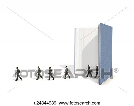 Stock Photo - Cloned businessman coming out of a book. Fotosearch