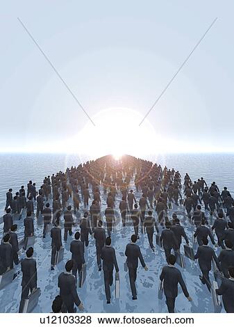 Cloned businessman walking on water View Large Photo Image Stock Photo - Cloned businessman walking on water. Fotosearch