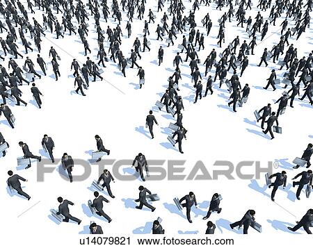 Stock Image - Cloned businessman walking. Fotosearch