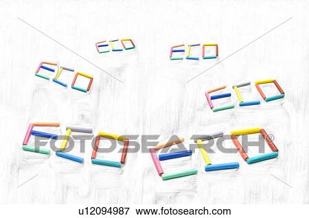 Colorful chalk sticks spelling ECO, white background View Large Photo Image Stock Photo - Colorful chalk sticks spelling ECO, white background. Fotosearch