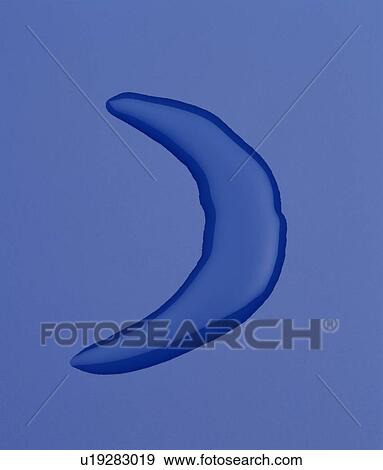 Crescent moon drawn with droplets of water View Large Photo Image Stock Photo - Crescent moon drawn with droplets of water. Fotosearch