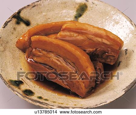 Cuts of pork boiled with sugar, soy sauce, sweet sake and salt View Large Photo Image Picture - Cuts of pork boiled with sugar, soy sauce, sweet sake and salt. Fotosearch