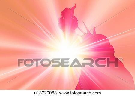 Stock Image - Digital enhancement of the Statue of Liberty, New York City, USA. Fotosearch