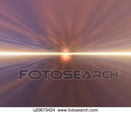 Picture - Digitally generated image depicting a sun setting at sea. Fotosearch
