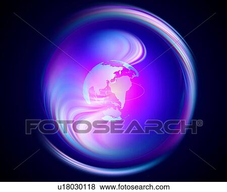 Stock Photo - Digitally generated image depicting planet earth protected in a bubble. Fotosearch