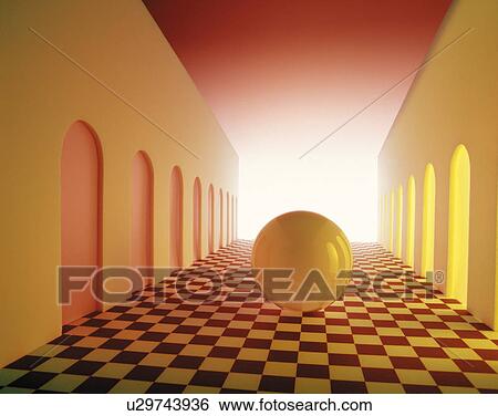Digitally generated image of a ball headed towards the light, going down a corridor with doors on either side View Large Photo Image Stock Photograph - Digitally generated image of a ball headed towards the light, going down a corridor with doors on either side. Fotosearch