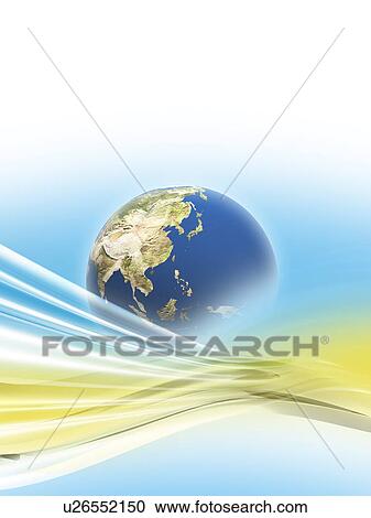 Earth with light beams View Large Photo Image Stock Image - Earth with light beams. Fotosearch