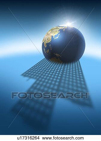 Earth with shadow of skyscraper View Large Photo Image Picture - Earth with shadow of skyscraper. Fotosearch