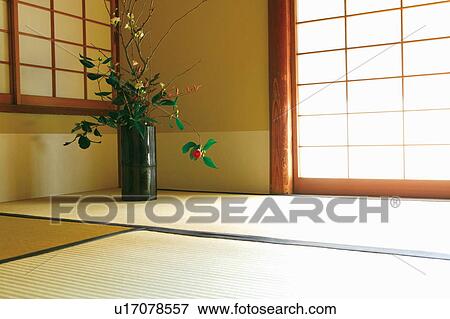 Flower arrangement in a Japanese room View Large Photo Image Stock Photo - Flower arrangement in a Japanese room. Fotosearch