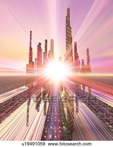 Futuristic city View Large Photo Image Stock Photo - Futuristic city. Fotosearch