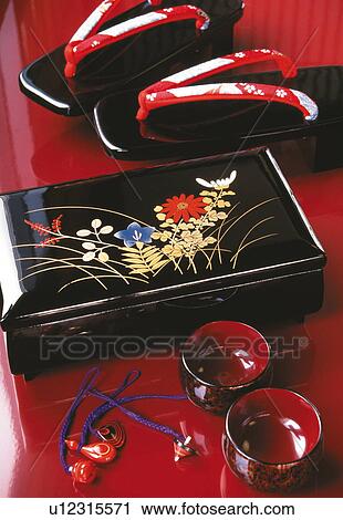 Geta sandals, lacquered jewelry box and bowls View Large Photo Image Stock Image - Geta sandals, lacquered jewelry box and bowls. Fotosearch