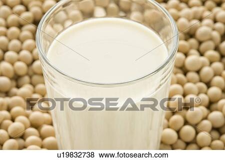 Stock Photo - Glass of Soy Milk and Soybeans. Fotosearch