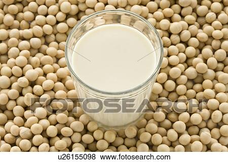 Stock Photo - Glass of Soy Milk and Soybeans. Fotosearch