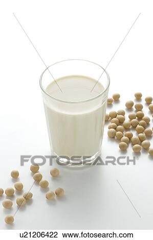 Stock Image - Glass of Soy Milk. Fotosearch