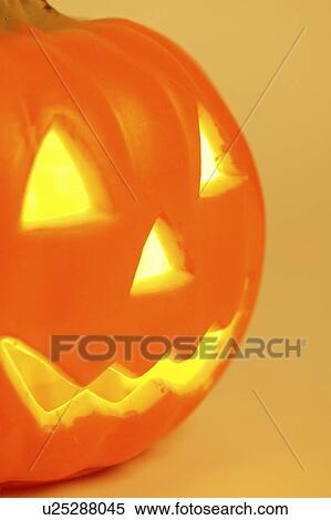 Glowing Jack O'Lantern ornament View Large Photo Image Stock Photography - Glowing Jack O'Lantern ornament. Fotosearch