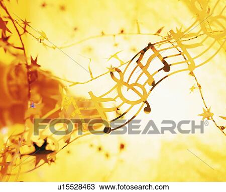 Golden steamers of musical notes and Christmas stars View Large Photo Image Stock Image - Golden steamers of musical notes and Christmas stars. Fotosearch
