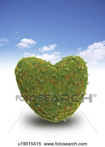 Stock Photography - Grass covered heart shape. Fotosearch