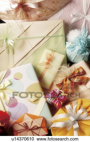 Group of prettily wrapped presents View Large Photo Image Stock Image - Group of prettily wrapped presents. Fotosearch
