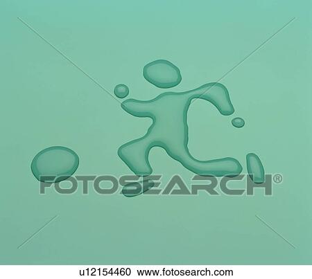 Stock Image - Illustration made of droplets of water depicting a person playing soccer. Fotosearch