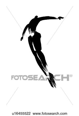 Stock Image - Illustration of athlete jumping, white background. Fotosearch