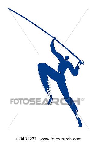 Illustration of athlete pole vaulting, white background View Large Photo Image Stock Image - Illustration of athlete pole vaulting, white background. Fotosearch