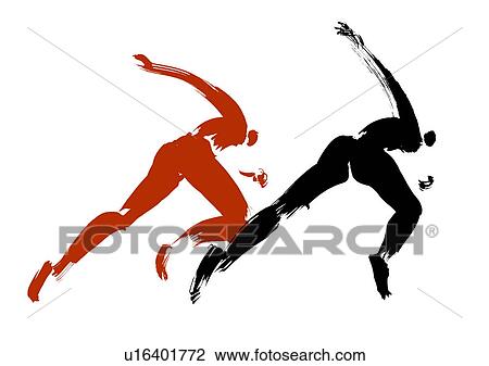 Illustration of athletes preparing to race, white background View Large Photo Image Stock Image - Illustration of athletes preparing to race, white background. Fotosearch
