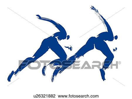 Illustration of athletes preparing to race, white background View Large Photo Image Stock Image - Illustration of athletes preparing to race, white background. Fotosearch