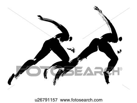 Illustration of athletes preparing to race, white background View Large Photo Image Stock Photo - Illustration of athletes preparing to race, white background. Fotosearch