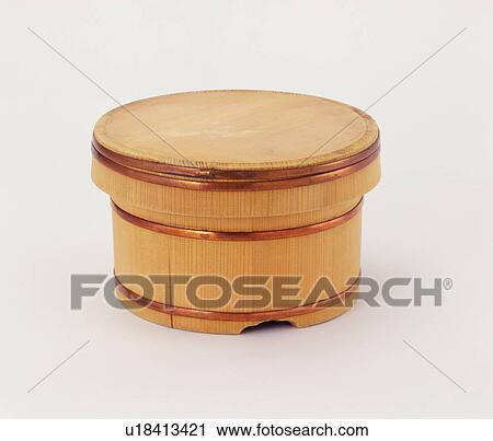 Stock Image - Japanese bamboo steamer box . Fotosearch