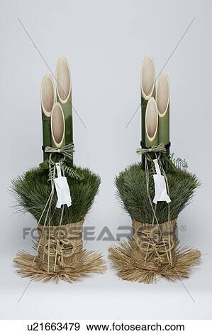 Kadomatsu, made from pine foliage and bamboo, for good luck in the new year View Large Photo Image Stock Photo - Kadomatsu, made from pine foliage and bamboo, for good luck in the new year. Fotosearch