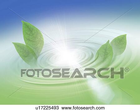 Stock Image - Leaves in rippled water. Fotosearch