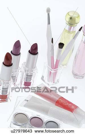 Stock Image - Make-up and make-up brushes. Fotosearch