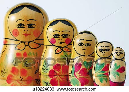 Stock Image - Matryoshka dolls in a row. Fotosearch