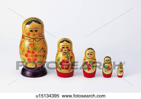 Stock Photography - Matryoshka dolls in a row. Fotosearch