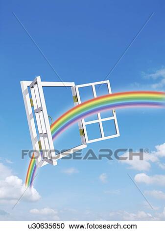 Open window with rainbow coming out View Large Photo Image Stock Image - Open window with rainbow coming out. Fotosearch