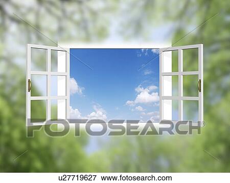 Stock Photo - Open window with sky. Fotosearch
