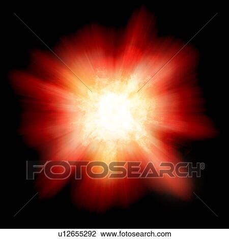 Stock Image - Orange digitally generated explosion. Fotosearch