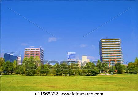 Painting of skyline, Mito city, Ibaraki Prefecture, Honshu, Japan View Large Photo Image Stock Image - Painting of skyline, Mito city, Ibaraki Prefecture, Honshu, Japan. Fotosearch