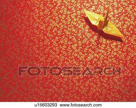 Paper crane on gold and red background View Large Photo Image Stock Image - Paper crane on gold and red background. Fotosearch