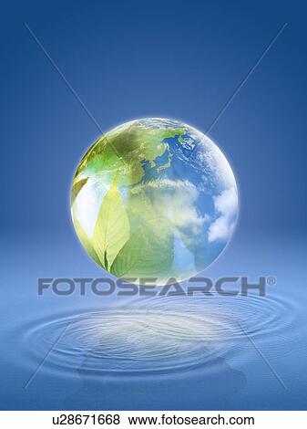 Planet earth above water View Large Photo Image Stock Photo - Planet earth above water. Fotosearch